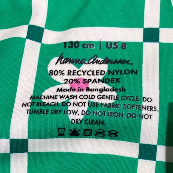 Hanna Andersson Green and White Checkered Floral Active Shorts - Picture 2 of 4